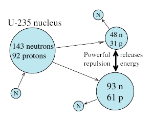 Fission of the Uranium nucleus